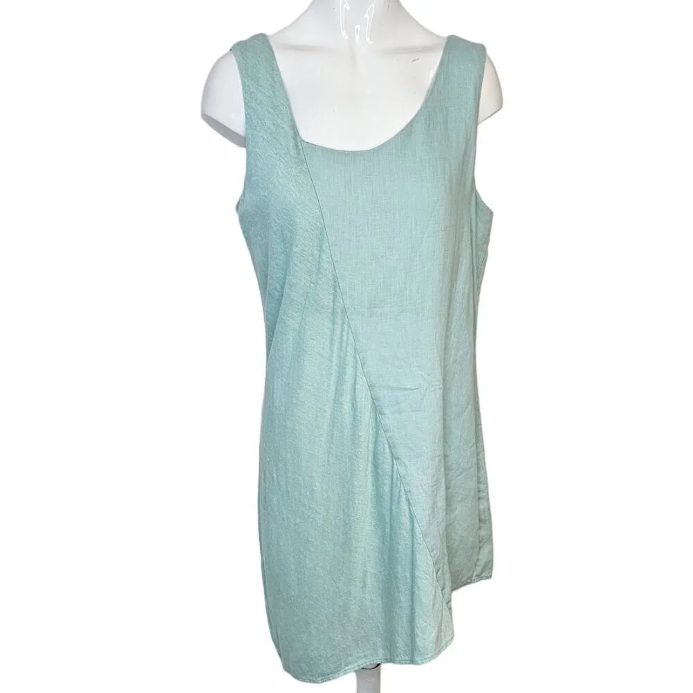 Stella Carakasi Womens Aysymmetrical Tunic Linen Blend Shirt Size Small Seafoam